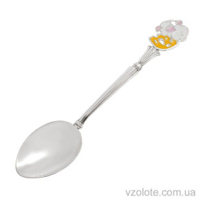 Срібна чайна ложка з емаллю Мишка (арт. 8100129)