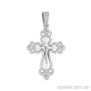 Хрест з білого золота з фіанітами (арт. 501646б)