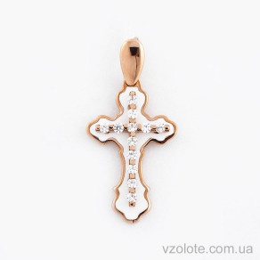 Золотий хрестик з фіанітами і емаллю (арт. 270042е)