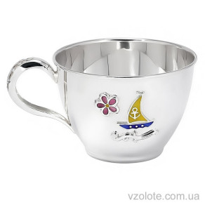 Срібна дитяча чашка з емаллю Кораблик (арт. 0700726000)